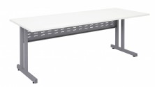Rapid Basic C Leg Desk. 1800 X 700 : 1500 X 700 : 1200 X 700. White Top, Silver Metal Modesty, Basic C Leg Silver Only